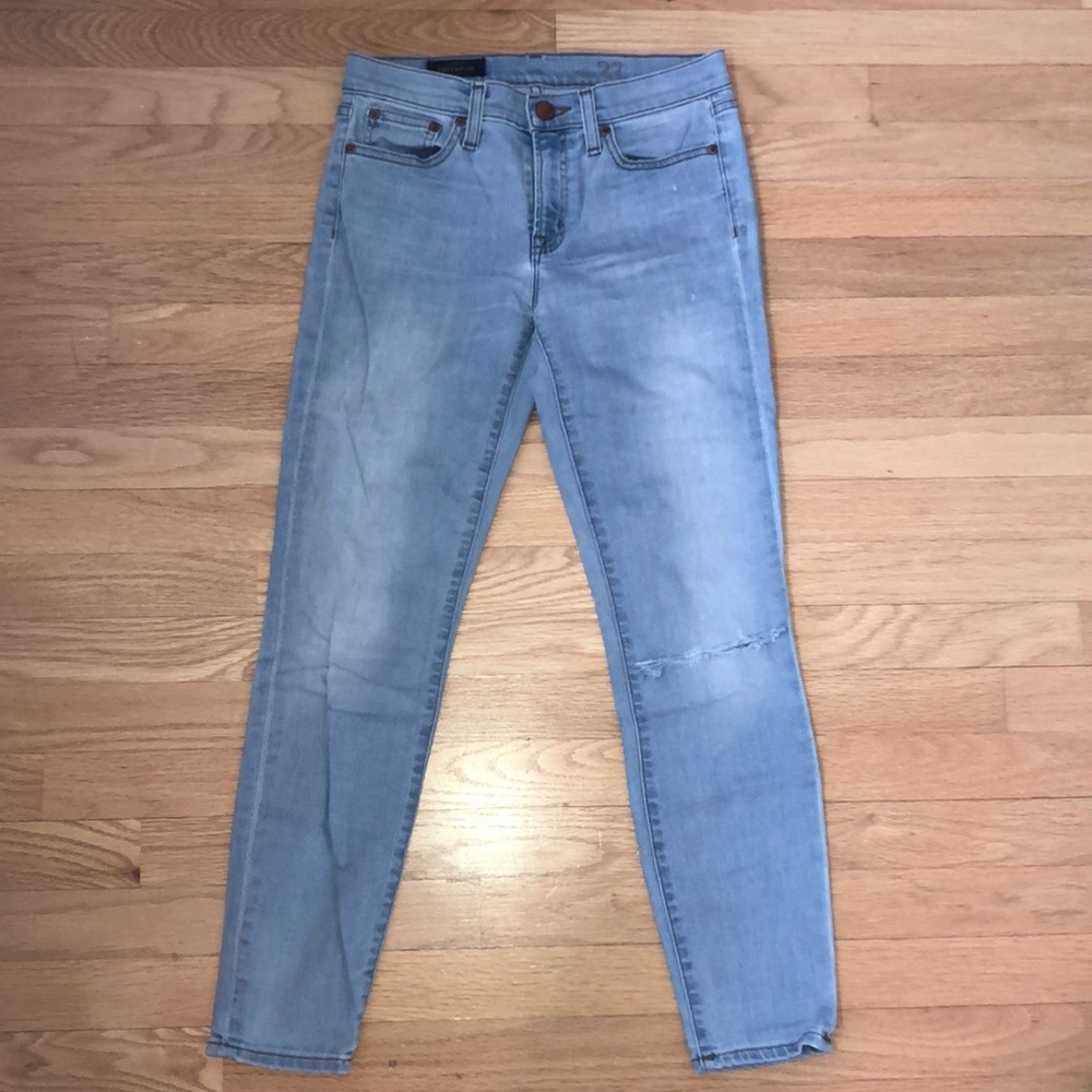 Distressed J crew toothpick jeans